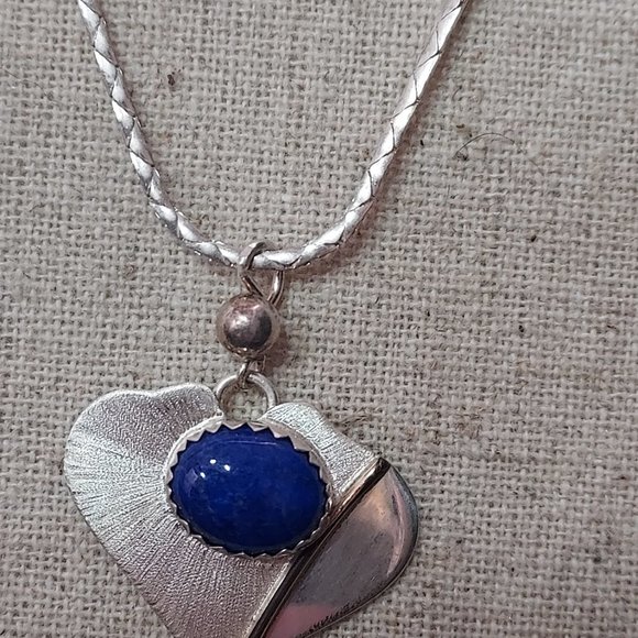 Sterling Lapis & gold leaf signed JKM Lea. - Picture 3 of 7